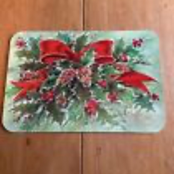 Vintage Christmas MCM Lot Of 4 Wipe/Clean Place Mats Signed G. Galian 2 Designs - Picture 5 of 11